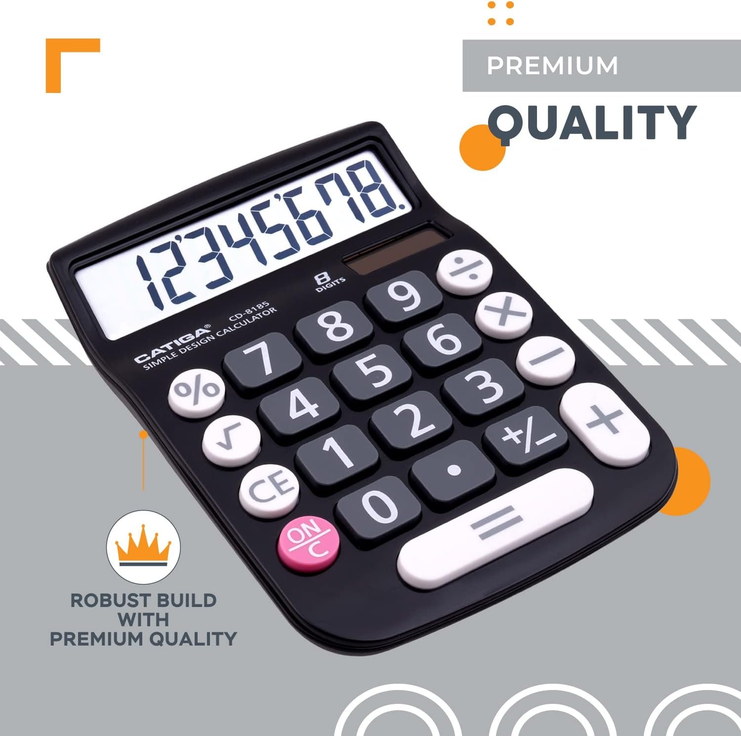 CATIGA Desktop Calculator 8 Digit with Solar Power and Easy to Read LCD Display