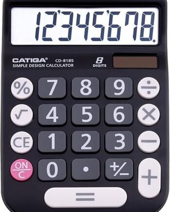 CATIGA Desktop Calculator 8 Digit with Solar Power and Easy to Read LCD Display
