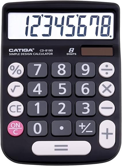 CATIGA Desktop Calculator 8 Digit with Solar Power and Easy to Read LCD Display
