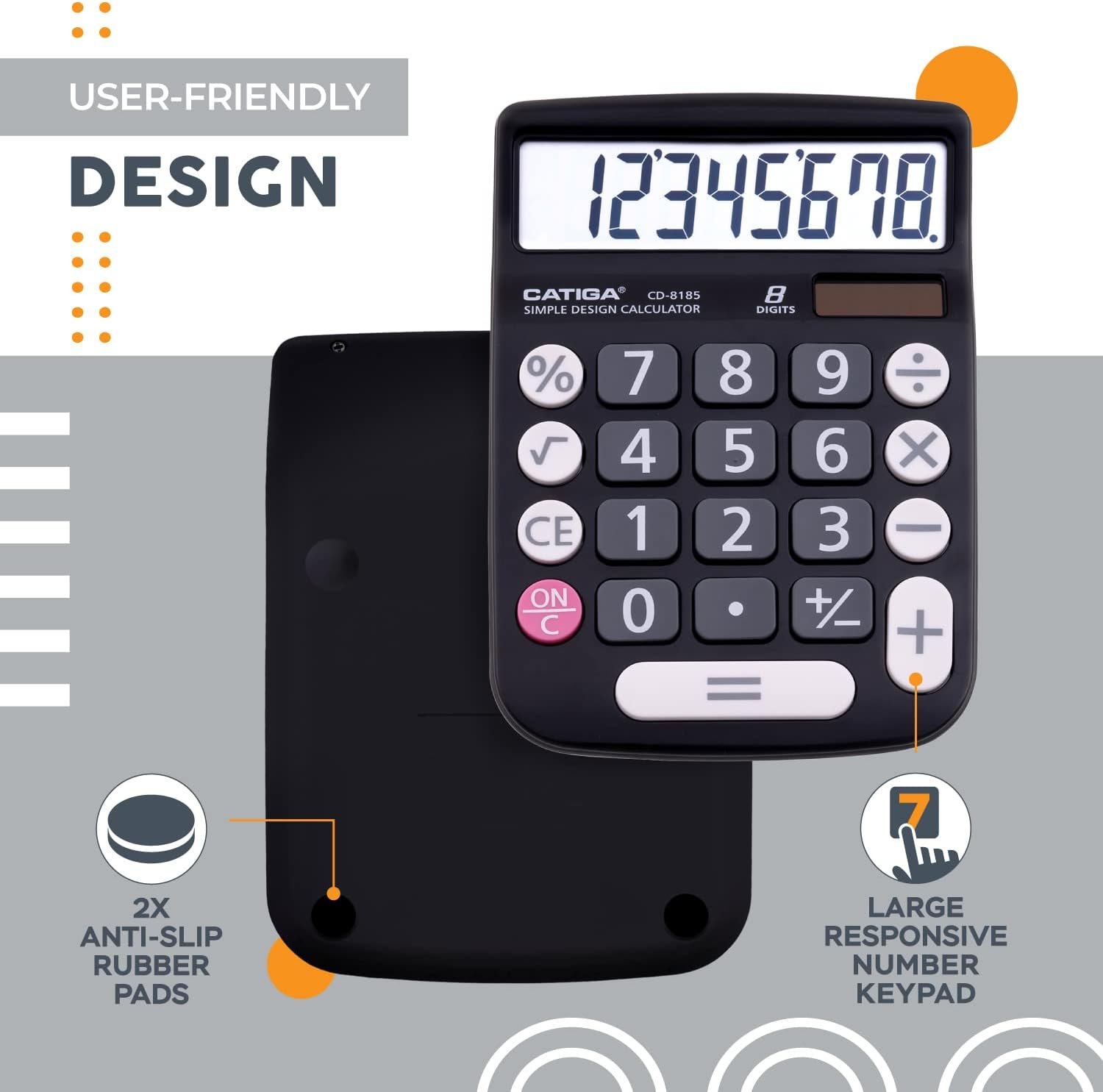 CATIGA Desktop Calculator 8 Digit with Solar Power and Easy to Read LCD Display