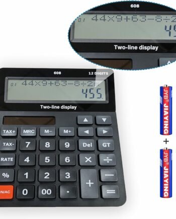 DECKLIT Battery and Solar Unique 120-Step Calculation Check 12 Digit 2 Line Extra Large Calculator Big Buttons and 5.5" LCD Display