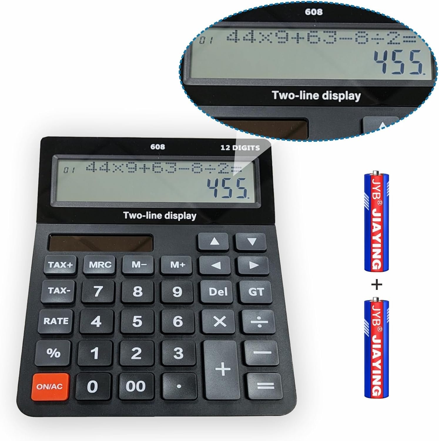 DECKLIT Battery and Solar Unique 120-Step Calculation Check 12 Digit 2 Line Extra Large Calculator Big Buttons and 5.5" LCD Display