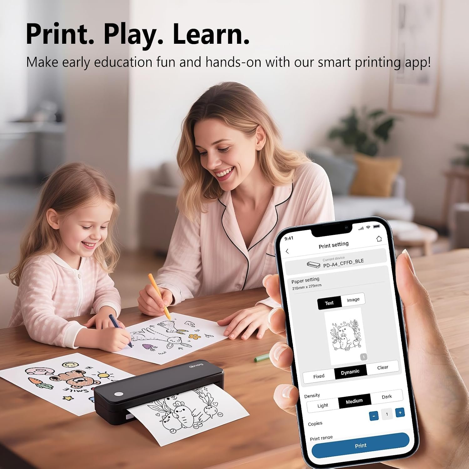 Gloryang Inkless Portable Printer for Travel, Wireless Thermal Printer