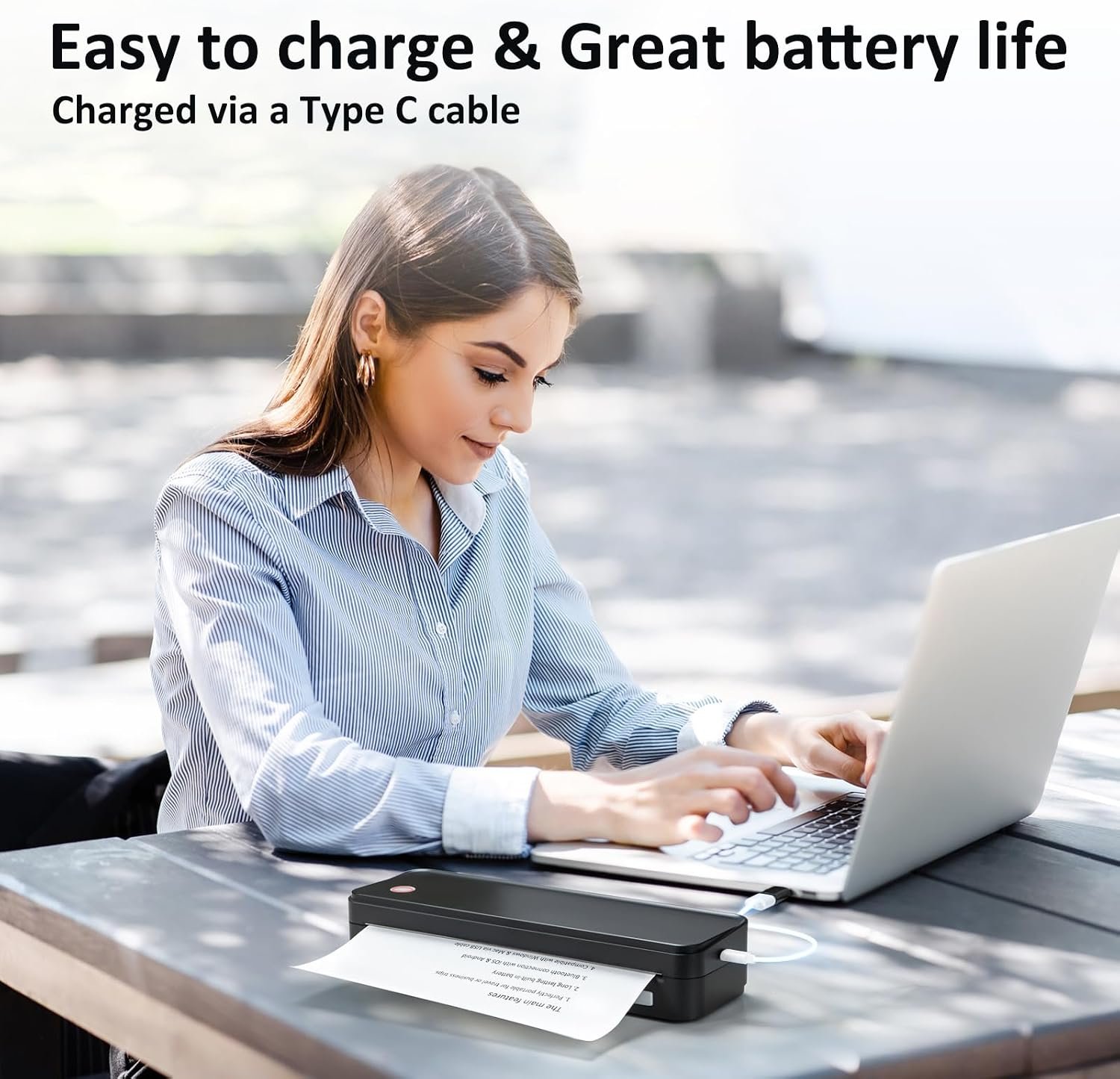 Gloryang Inkless Portable Printer for Travel, Wireless Thermal Printer