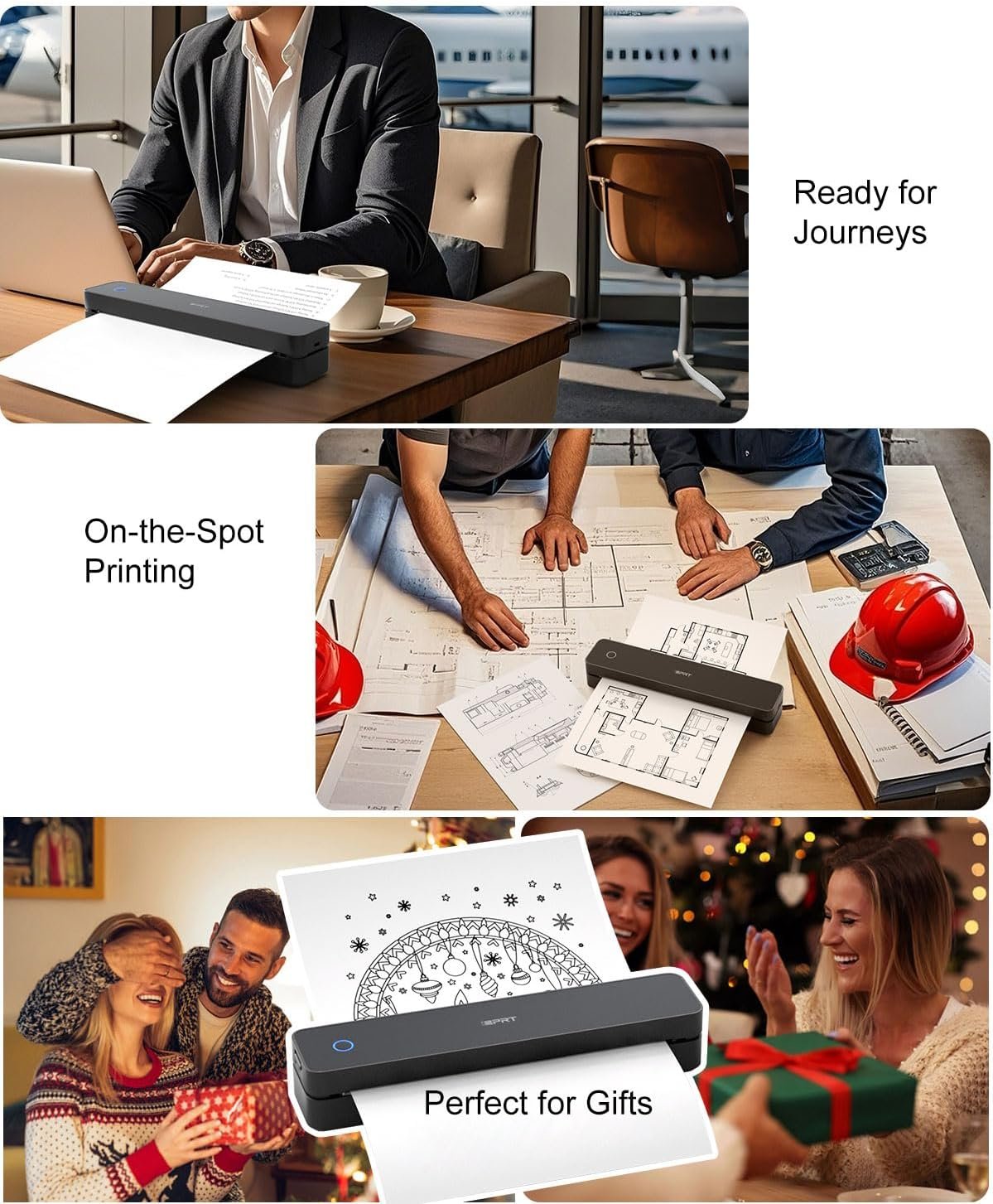 Inkless Portable Printer for Travel, Wireless Thermal Printer