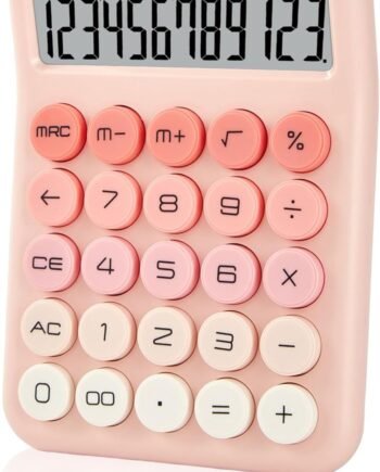 KANBIT Cute Pink Desktop Calculator, 12-Digit Basic Calculator with Large LCD Display
