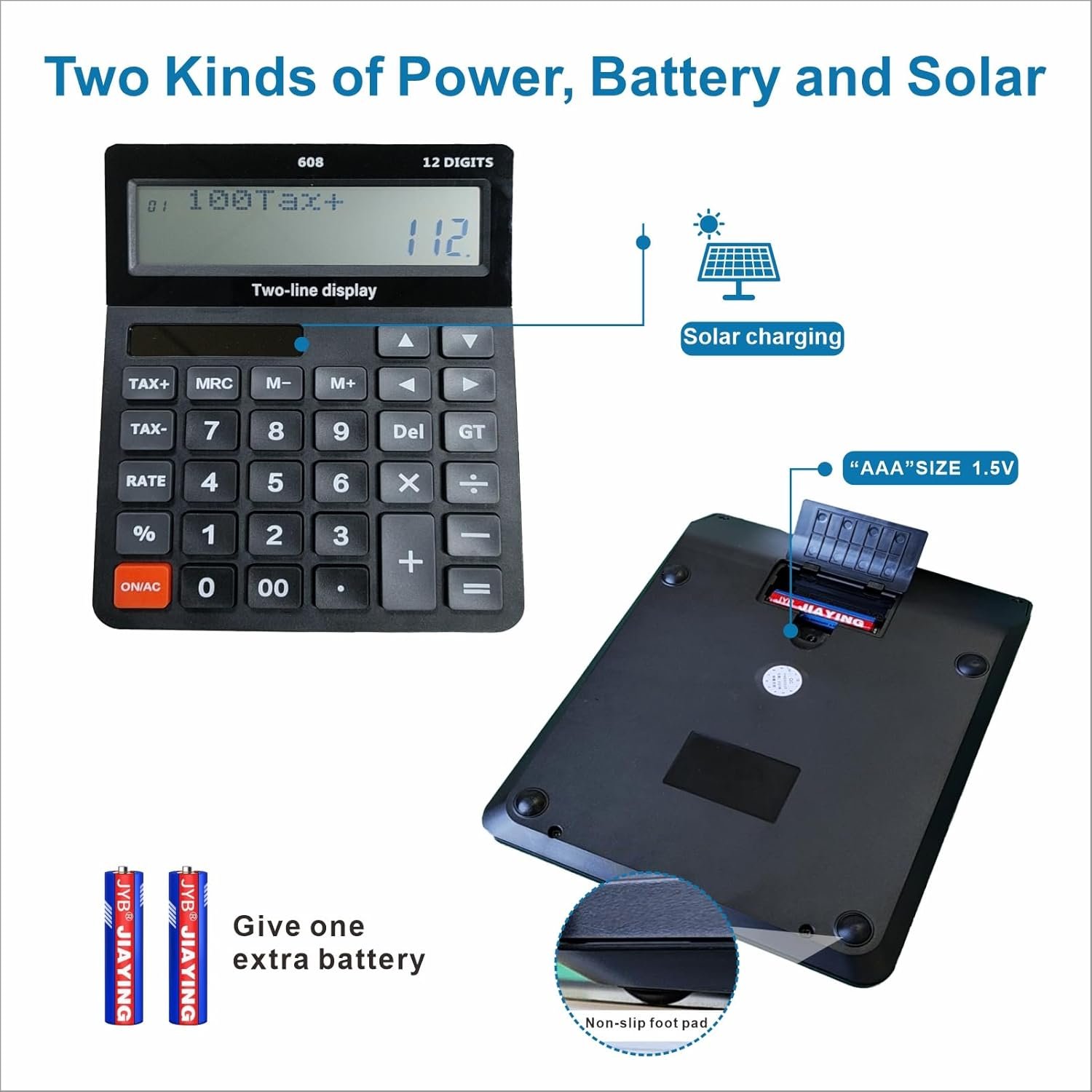 DECKLIT Battery and Solar Unique 120-Step Calculation Check 12 Digit 2 Line Extra Large Calculator Big Buttons and 5.5" LCD Display