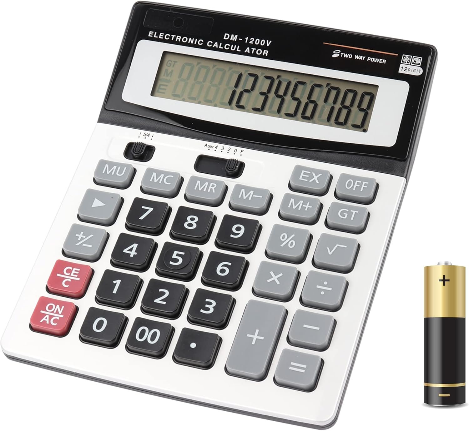 Large Electronic Calculator Counter Solar & Battery Power 12 Digit Display Multi-Functional Big Button for Business Office School Calculating