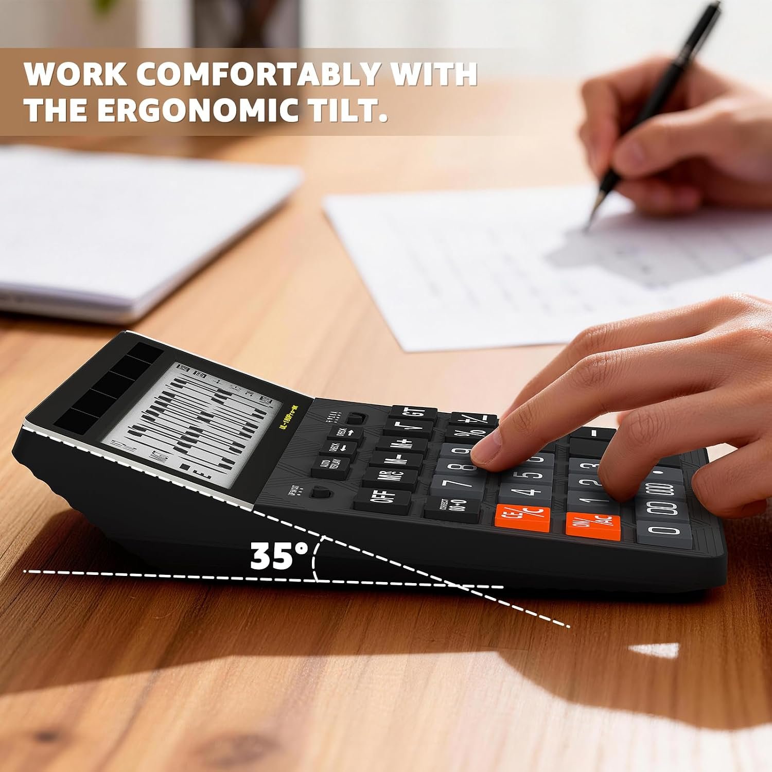 Calculators Desktop, 2026 Upgrade 14 Digit Large Size Calculator with 5-Inch LCD Display and Solar Power