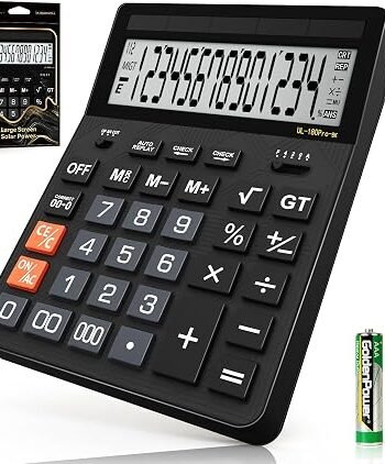 Calculators Desktop, 2026 Upgrade 14 Digit Large Size Calculator with 5-Inch LCD Display and Solar Power