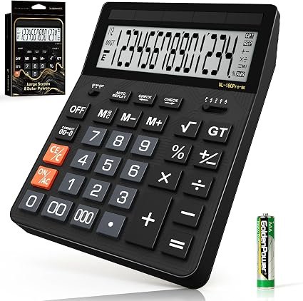 Calculators Desktop, 2026 Upgrade 14 Digit Large Size Calculator with 5-Inch LCD Display and Solar Power