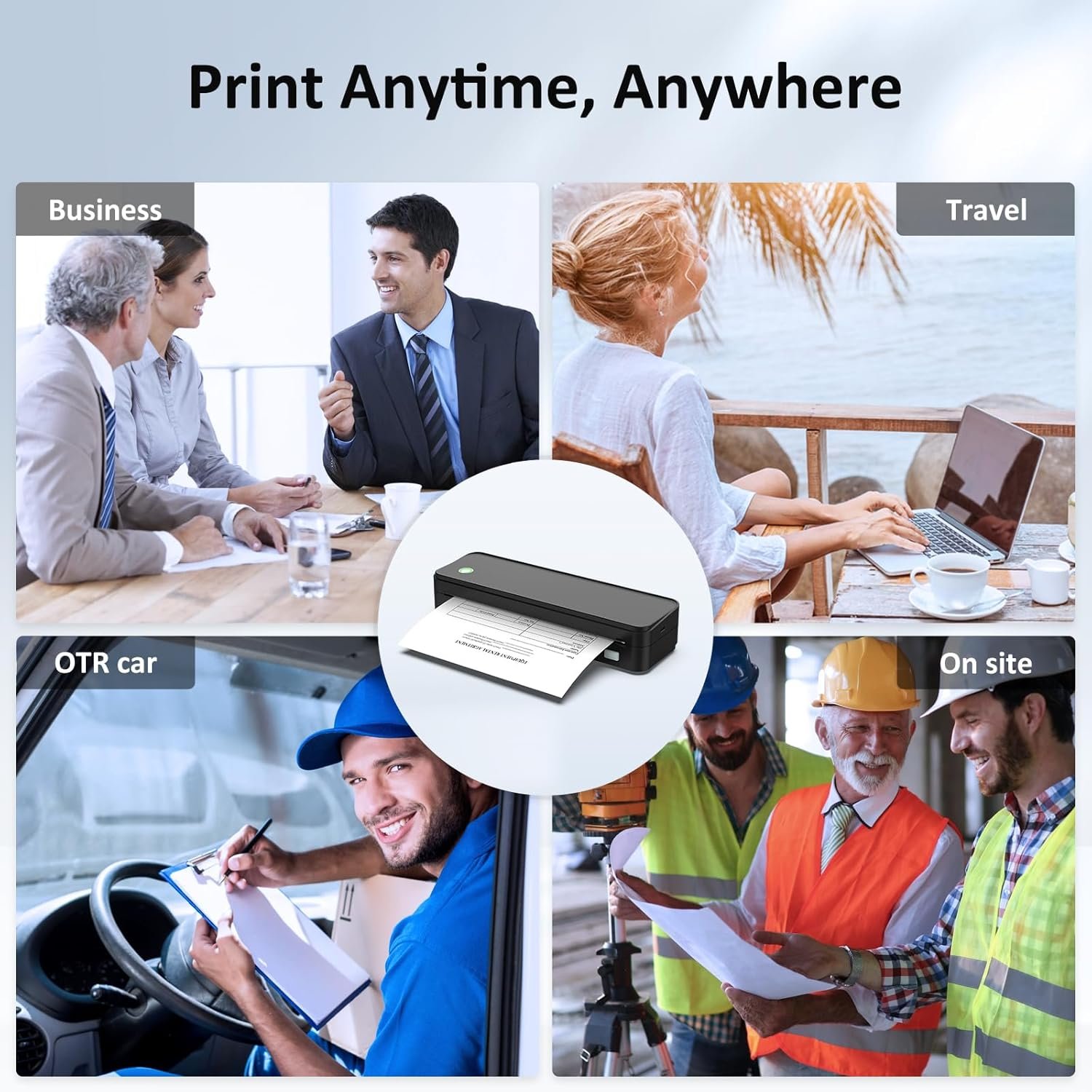Gloryang Inkless Portable Printer for Travel, Wireless Thermal Printer