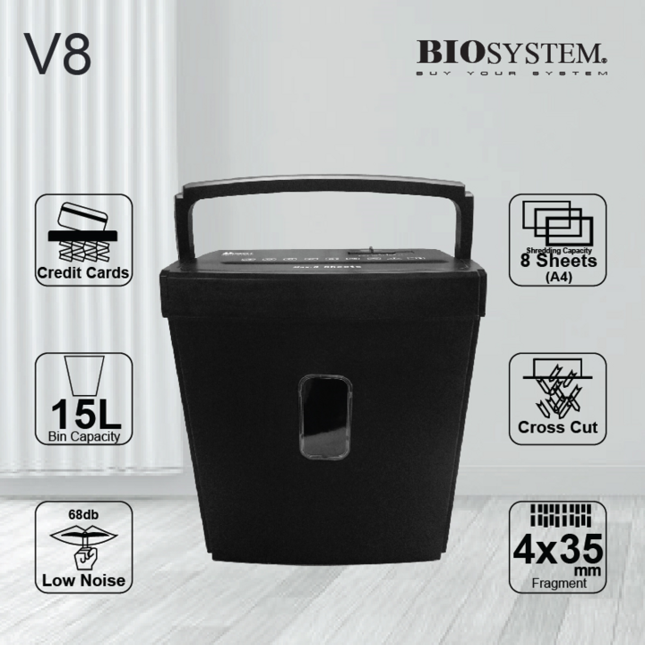 Biosystem Paper Shredder A4 Cross Cut 8's