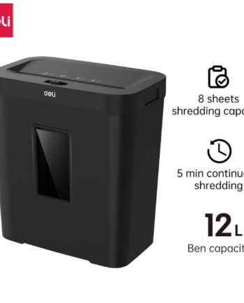 Deli Paper Shredder T021 4x25mm 8's Black